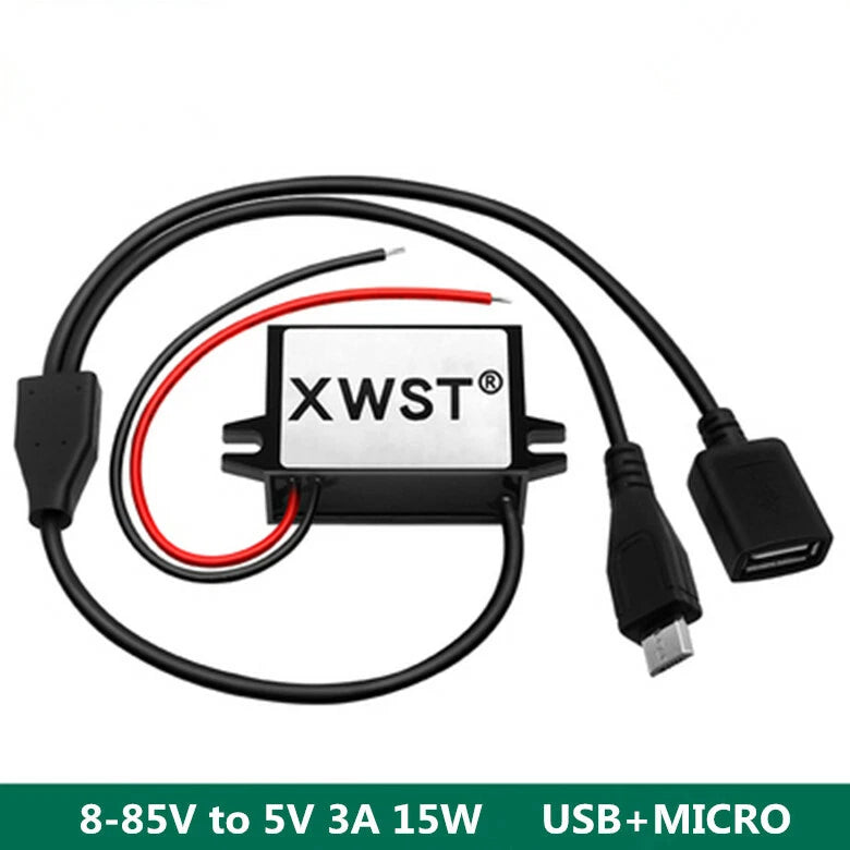 8-85V to 5V 3A 15W converter 12V~72V to 5V car phone USB+MICRO charger