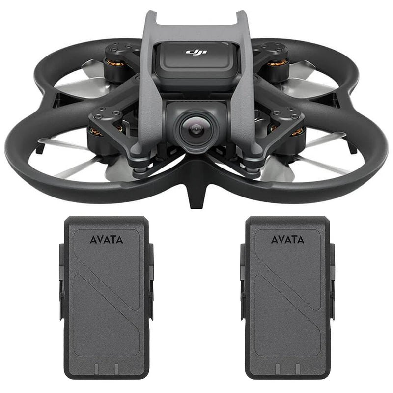 DJI Avata drone with two intelligent flight batteries, black with front camera