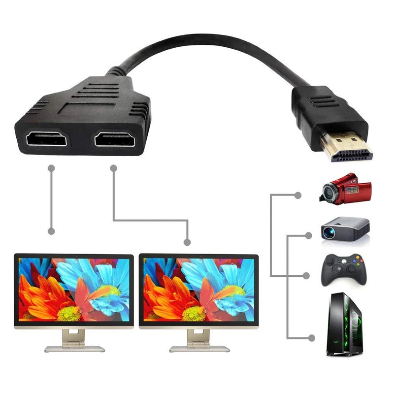 HDMI Splitter Cable 1 Input 2 Output Male to Female Adapter 1080P HDTV