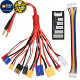 RC Lipo Battery Charger Adapter Connector Splitter Cable, 10 in 1 Black Battery