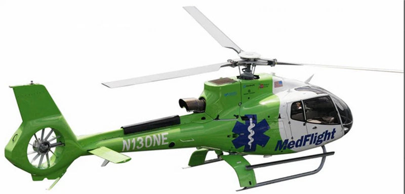 800 Size EC-130 RC Helicopter Fuselage EC130 Med Flight Green White KIT