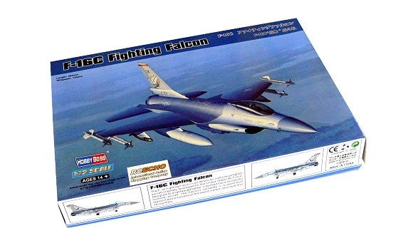 1/72 scale F-16C Fighting Falcon model kit retail box with blue jet artwork