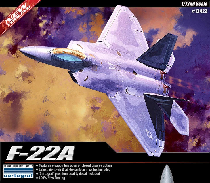 1/72 USAF F-22A Air Dominance Fighter #12423 ACADEMY HOBBY MODEL KITS