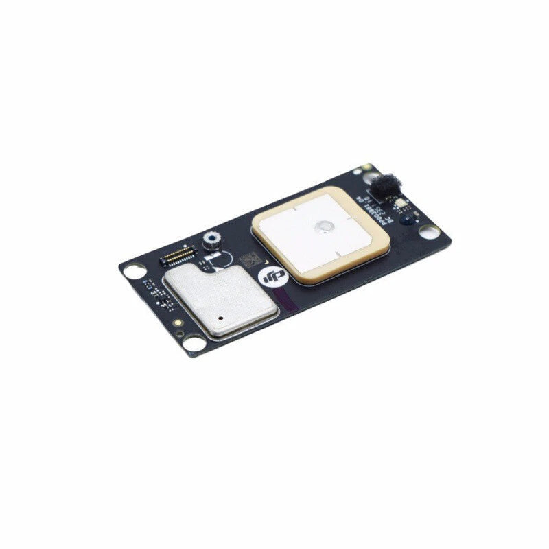 GPS module circuit board with square chipset and connector pins