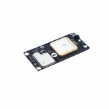 GPS module circuit board with square chipset and connector pins