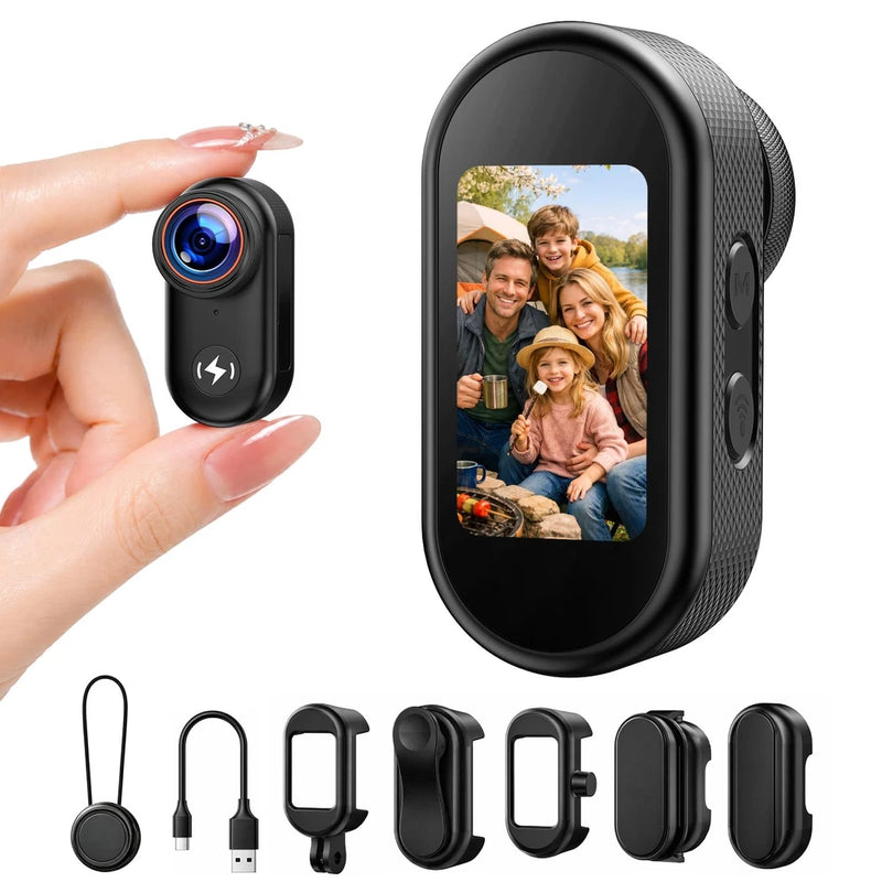 4K Mini Body Camera with 64GB Card, 1.47" Display Wearable POV Camera, Action...