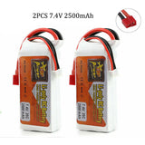 2Pcs 35C 2S LiPo Battery 7.4V 2500mAh T Plug Deans Connector for RC Car Airplane