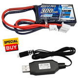 NHX 2S 7.4V 300mAh 30C Lipo Battery w/PH2.0 Plug + USB Balance Charger Orlandoo Battery