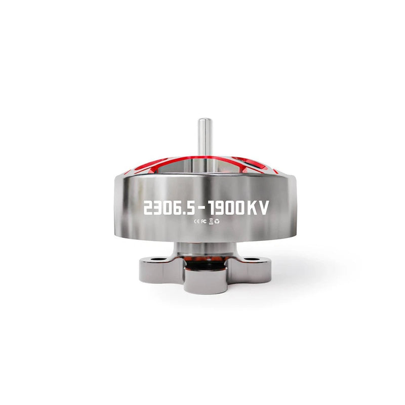 Brushless drone motor, silver with red top, 306.5-1900KV label