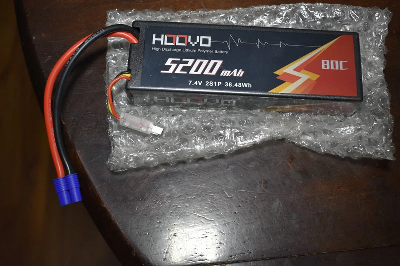 HOOVO 2S 7.4V 5200mAh 80C RC LiPo Battery Hard Case with Deans Connector for RC Battery