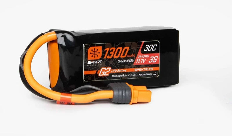 SPEKTRUM 1300mAh 3S 11.1V Smart G2 LiPo 30C : IC3 # SPMX133S30 Battery