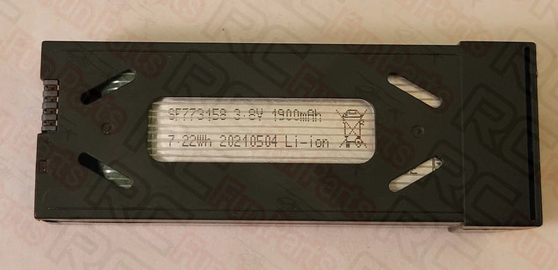 Rectangle RC drone Li-ion battery pack with printed specs label and connector end