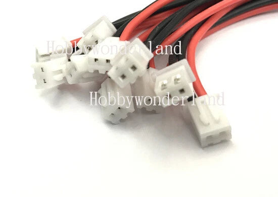 JST-XH 2Pin 3.7v LiPO battery balance charger 1s silicone 22AWG 10cm wire x 10