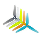 Tri-blade FPV drone propellers with multi-color blades and black hubs