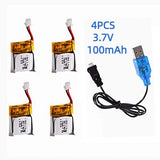 4x Lipo Battery 3.7V 100mah 751517 For Cheerson Cx10 Cx-10 Cx-10a Rc Quadcopter