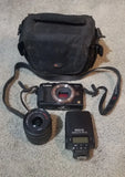 Panasonic Lumix DMC-GX1 Camera Kit G Vario O.I.S. Lens Meike Speedlite MK320