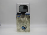 GoPro HERO7 action camera in white retail box with front window display