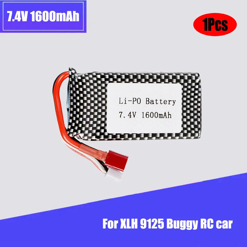7.4V 1600mAh Lipo Battery 1:10 Scale for RC Cars Quadcopter XLH 9125 Buggy Car