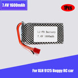 7.4V 1600mAh Lipo Battery 1:10 Scale for RC Cars Quadcopter XLH 9125 Buggy Car