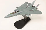 1/72 F-14A Tomcat model airplane in light gray on black display stand