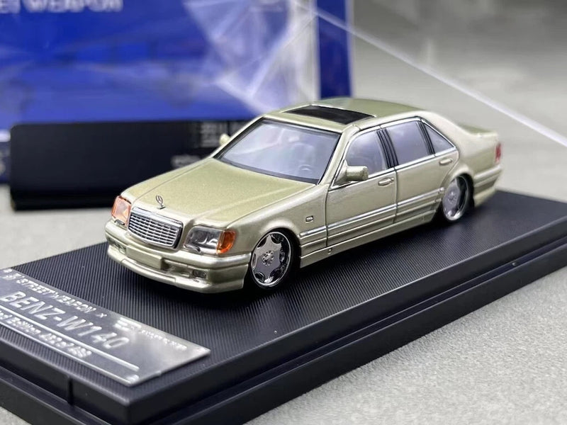 EY SW 1:64 Gold S600 W140 Classic Sedan VIP Sports Model Diecast Display Car