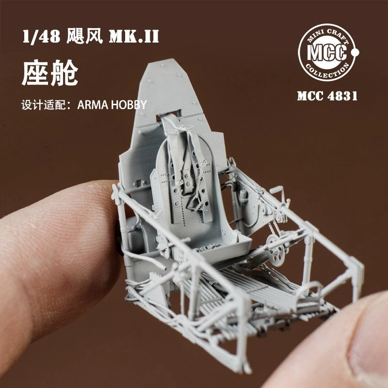 1/48 Hurricane Mk.II upgrade cockpit set, gray resin interior detail frame
