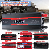 7000W 6000W 5000W Sine Power Inverter DC 12V to 110V 220V Converter Digital LCD