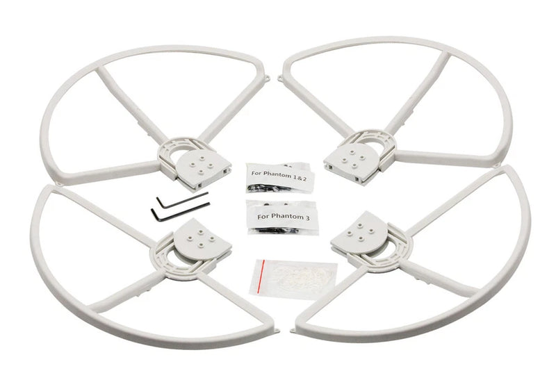 White snap on quick-mount prop guard set with connectors for DJI Phantom 1/2/3