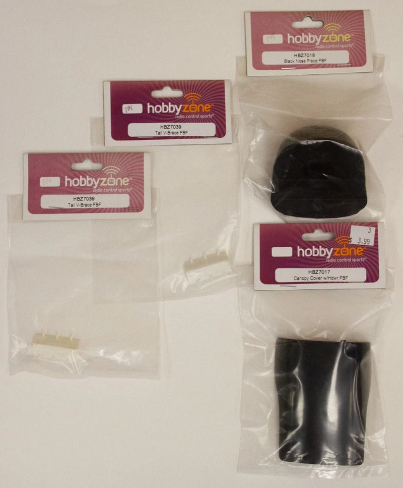 RC airplane parts lot in clear bags with black components