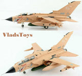 Tan RAF-style scale model fighter jet with swept wings and painted markings