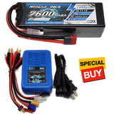 NHX Muscle Pack 3S 11.1V 7600mAh 75C Lipo Battery w/ DEANS Plug / EZ6 Charger Battery