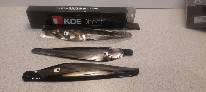 KDE Direct carbon-fiber drone propeller pair, 24.5 in x 8.1, CW/CCW blades