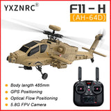 YXZNRC F11-H RC Helicopter AH-64D Apache 8CH GPS with 5.8G FPV Camera 2 Battery