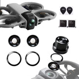 Drone camera lens replacement kit with glass lens rings and mounting cover