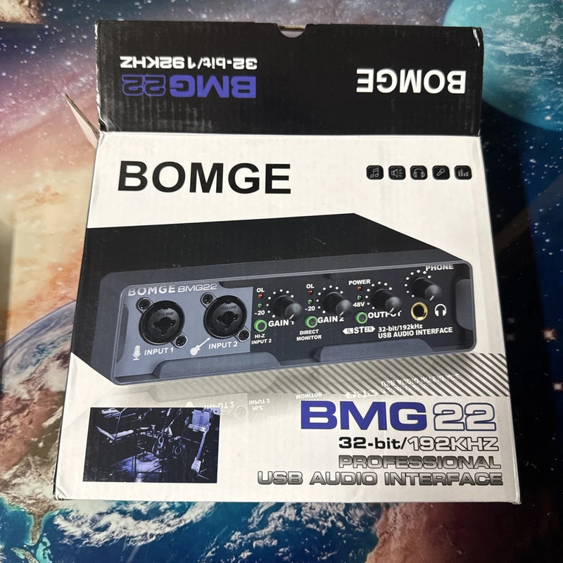 BOMGE BMG22 USB Audio Interface 24-bit/192kHz, Direct Monitoring, XLR