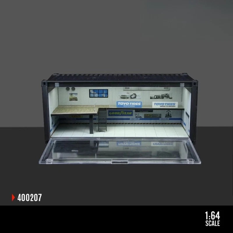 1/64 Diorama Garage Building Model LED Container Repair Shop - Model B gifts New