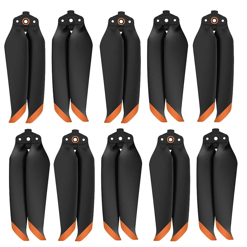 10-piece drone propeller blades set, black with orange tips, low-noise style