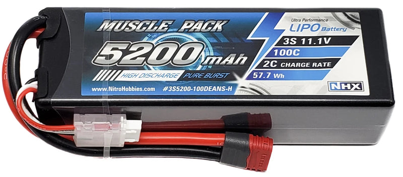 NHX Muscle Pack 3S 11.1V 5200mAh 100C Hard Case Lipo Battery w/ DEANS Connector Battery