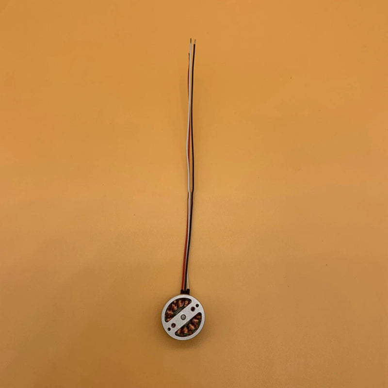 Mini drone motor with circular housing and two-wire lead for arm power upgrade