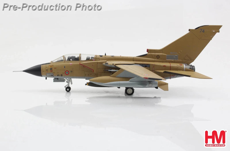 Brown and tan camo Tornado IDS aircraft model with Italian Air Force markings