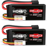 (2) UPGRADE 2S 7.4V 2200 mAh 100C LiPo Battery 1/16 E-Revo , Slash 4X4 VXL 2820X
