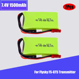 2Pcs 7.4v 1500mah 8C 2S Lipo Battery for Flysky FS-GT5 G7P Transmitter RC