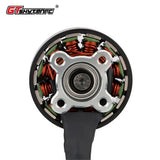 Brushless drone motor stator with red copper windings, black housing and mounting holes
