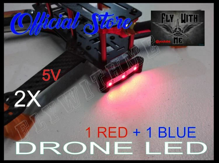 LED DRONE BAR 1*BLUE 1*RED 1SET FRONT/BACK DIY 5V 3528 BRIGHT 3LED 3D PRINTED BK