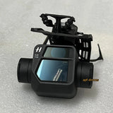Black 3-axis gimbal camera arm assembly with mounted sensor module, no lens