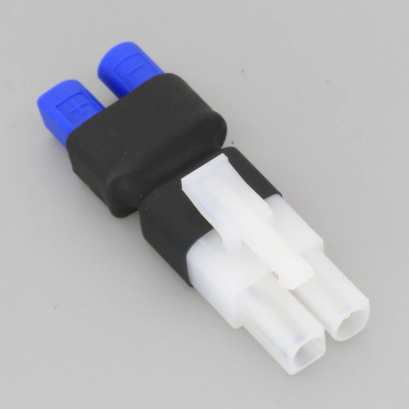 RC battery adapter EC3-to-Tamiya female connector, black housing with blue/white ends