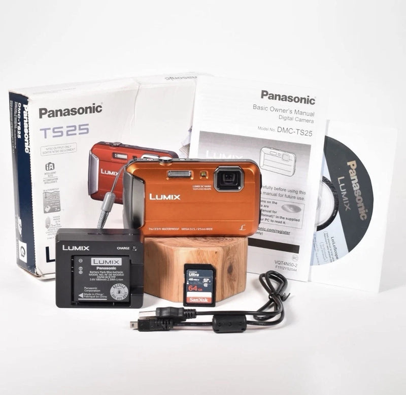 Panasonic LUMIX DMC-TS25 Waterproof Orange 16.1MP 4x Zoom w/ 4GB SD