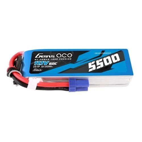 Gens ace 5500mAh 3S 60C 11.1V G-tech Lipo Battery Pack with EC5 Plug Battery