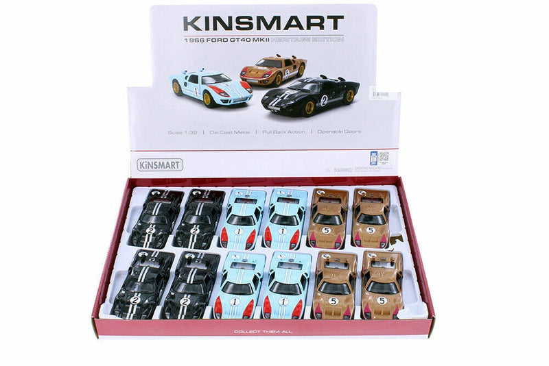 Kinsmart 5" 1966 Ford GT40 MKII #2 Heritage Diecast Model Toy 1:32 Choose Color