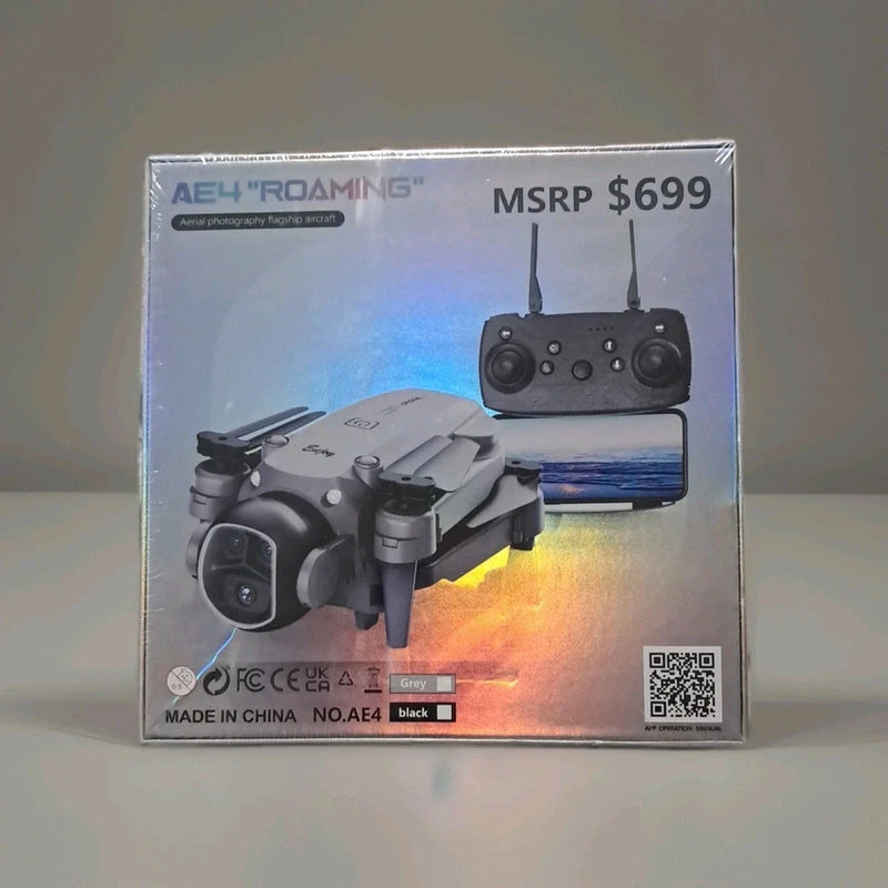 Drone set retail box with AE4 Roaming drone and controller